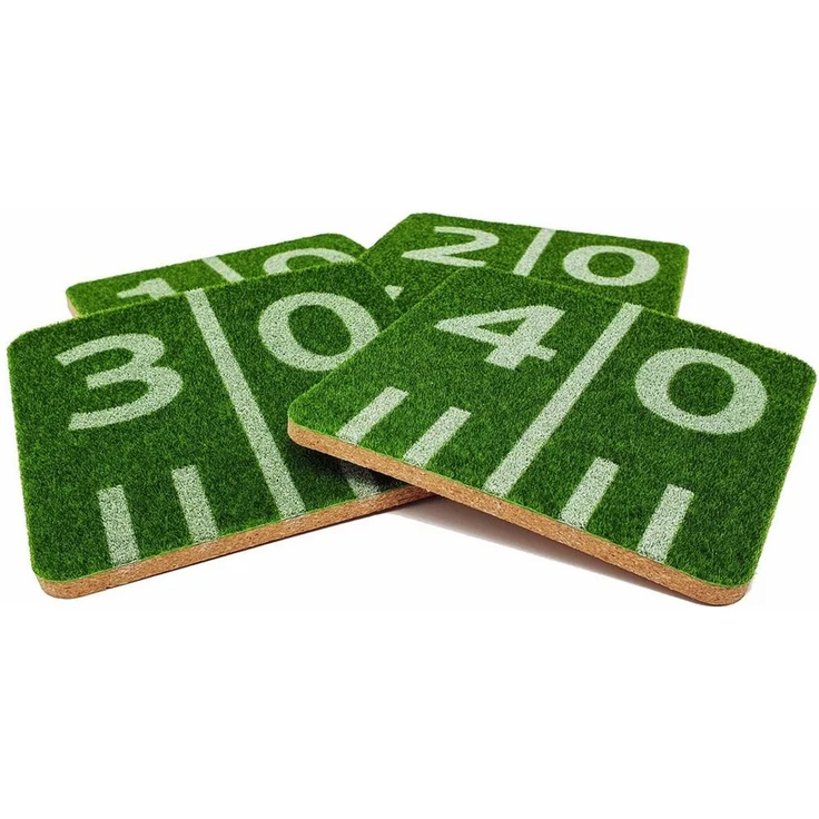 40YARDS Getränkeuntersetzer American Football Untersetzer in Gras Spielfeld-Design, Zubehör für Gläser, Tassen, Shotgläser, etc, 4-tlg, Weiches, Synthetisches Gras – Bild 5