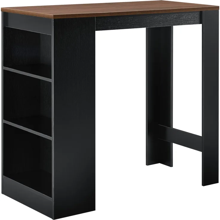Bartisch Kouvola mit 3 Fächern 110x50x103 cm Schwarz/Walnuss-Optik [en. casa]