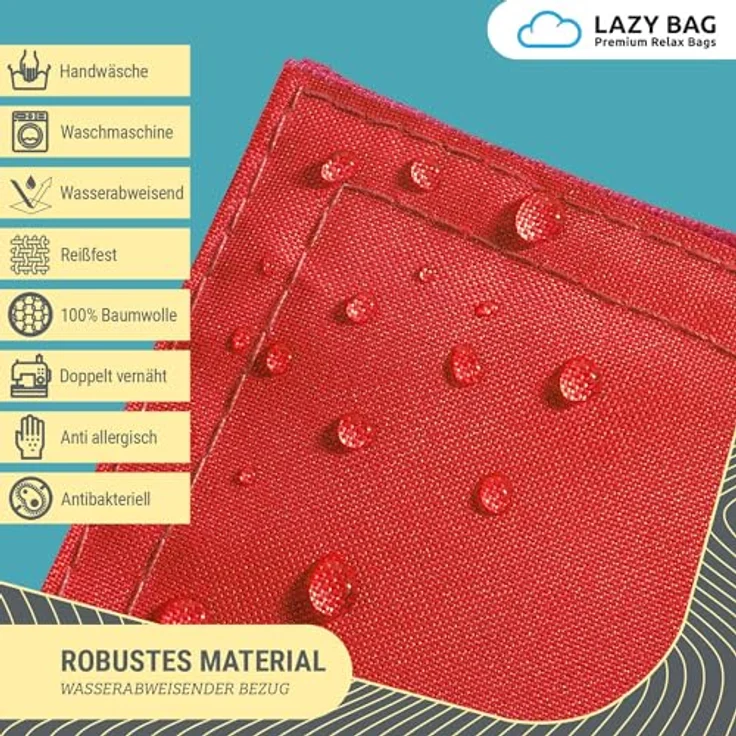 LAZY BAG Sitzsack für Indoor & Outdoor, Rot, Nylon, 400 l – Bild 6