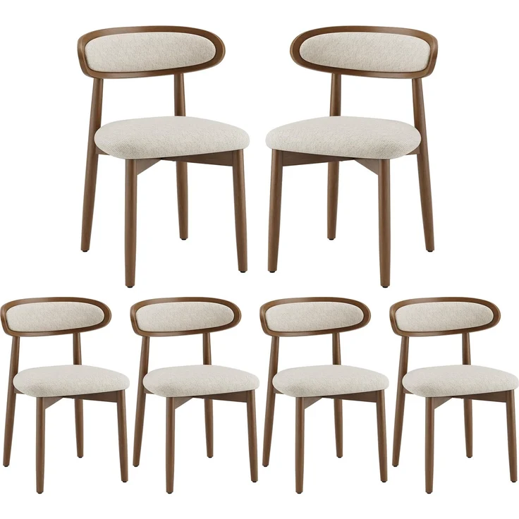 MALOL Esszimmerstühle 6er Set, Stühle Esszimmer, Ergonomischer Küchenstuhle mit Massivholzrahmen, 5cm Schaumpolsterung, Bequeme Polstersitzfläche, KüchenKüchenstuhle für Zuhause und Gewerbe, Beige