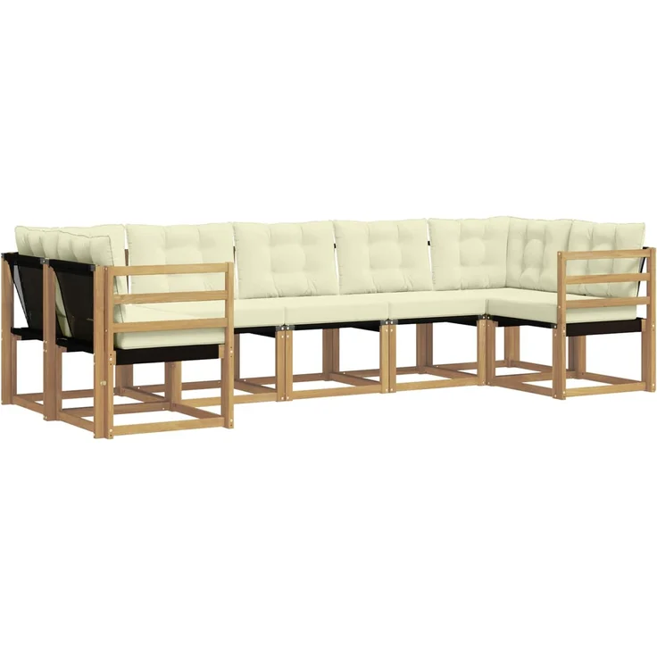 vidaXL Outdoor-Sofagarnitur 7 stk. 7-Sitzer Weiß und Creme 3389824 – Bild 2