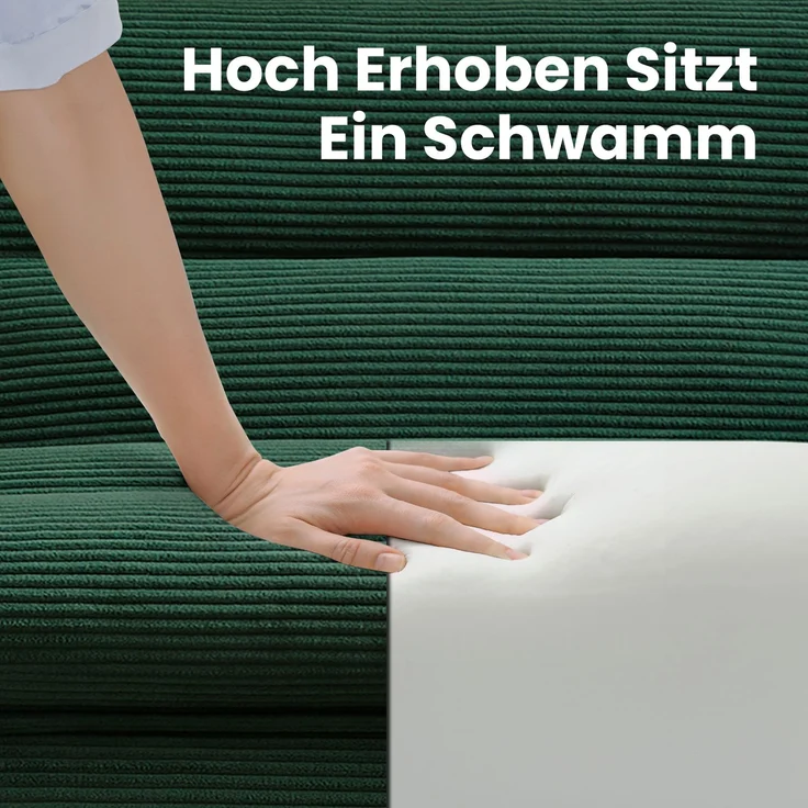 Loungesofa mit Fußhocker 101x81x75 cm, Grün, Cordstoff, abnehmbare Polster – Bild 6