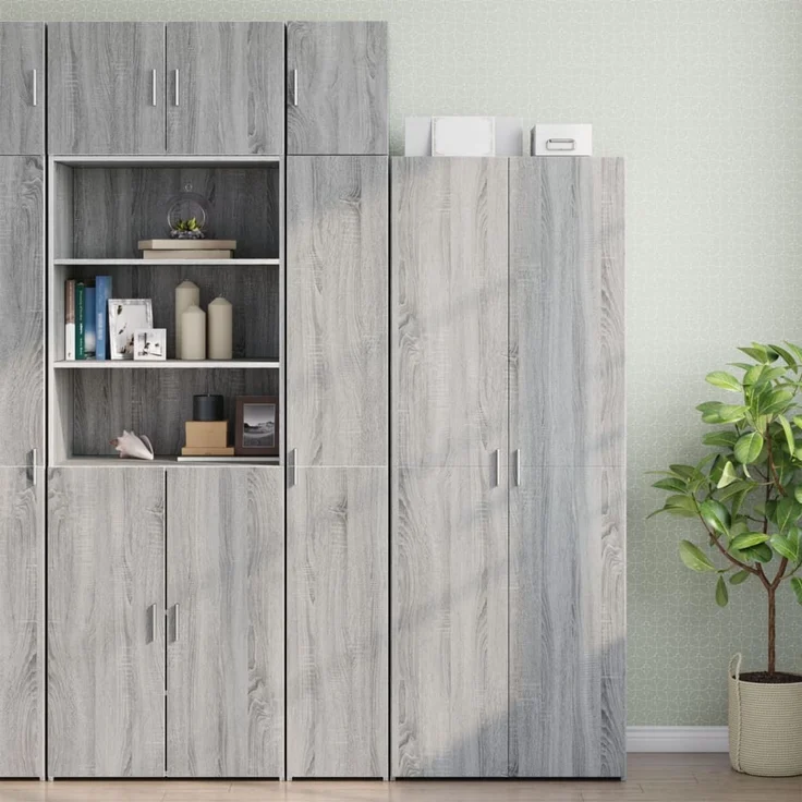 vidaXL Hochschrank Schmal Grau Sonoma 30x42,5x225 cm Holzwerkstoff 3281264 – Bild 1