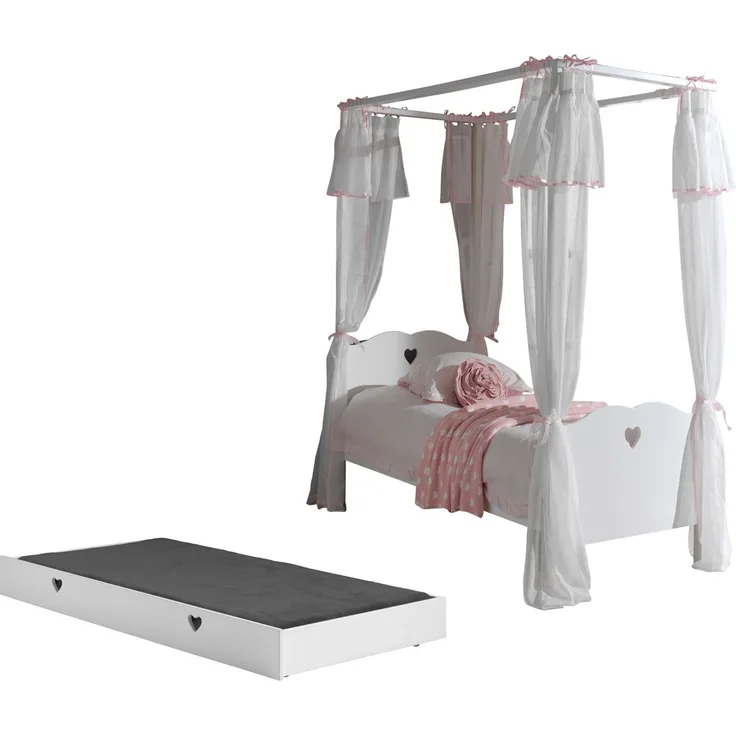Himmelbett Kamila 211x96x187 Komplettzimmer MDF Weiß