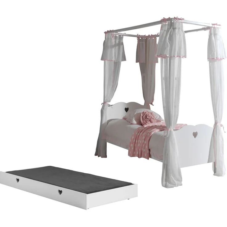 Himmelbett Kamila 211x96x187 Komplettzimmer MDF Weiß – Bild 1