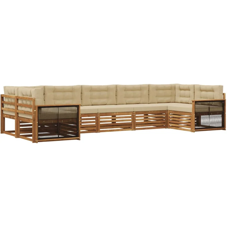 vidaXL Outdoor-Sofagarnitur 7 stk. 7-Sitzer Natur und Beige 3383806 – Bild 2