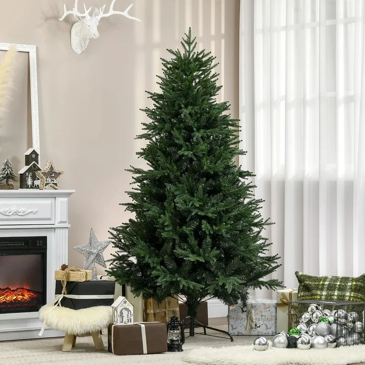 HOMCOM Künstlicher Weihnachtsbaum Kunsttanne, realistisches Aussehen, schneller Aufbau, Künstlich, Beschneite Optik – Bild 8