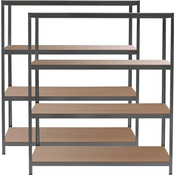 Wiltec Set 2X Schwerlastregal 160 x 60 x 180 cm, 175kg/Ablage, Steckregal schwarz aus Stahl, Lastenregal mit 4 Ablagen, Werkstattregal – Bild 6