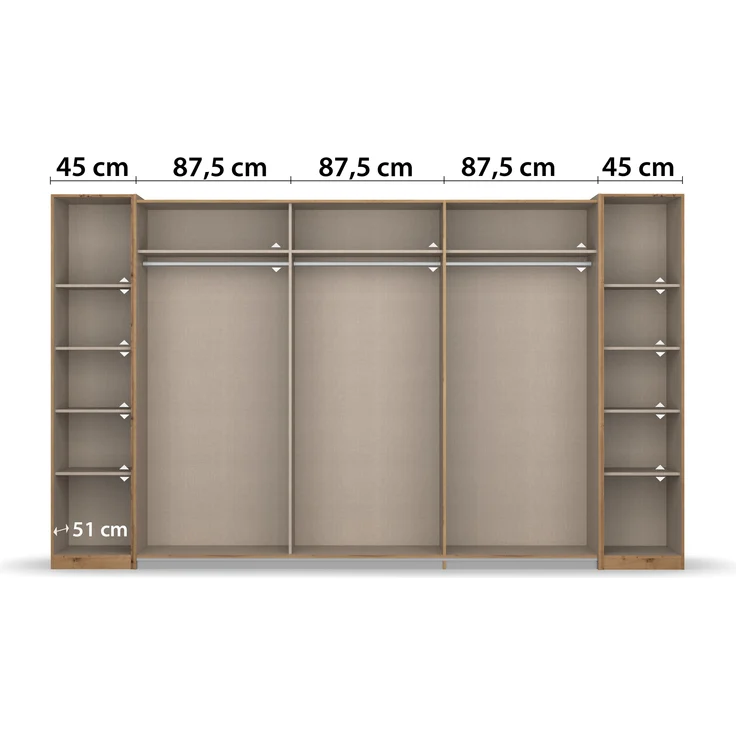 rauch 'Kronach' Kleiderschrank, 4-türig, Holz, 354 x 210 x 59 cm, Weiß / Schwarz, ohne Spiegel – Bild 6