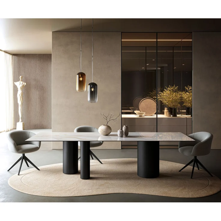 Esstisch Edge 300x100 cm Keramik Onyx Pearl Troa Metall Schwarz – Bild 2