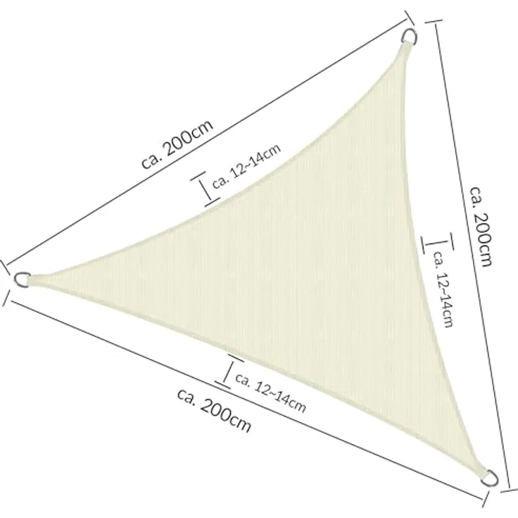 Sonnensegel dreieckig 2 x 2 x 2 m Balkon Sonnensegel Wasserdurchlässig Terrasse Sonnenschutz Segel Creme – Sol Royal Sonnensegel Balkon Segeltuch UV Sonnenschutz Garten Pool Camping - Shade Sails HS9 – Bild 8