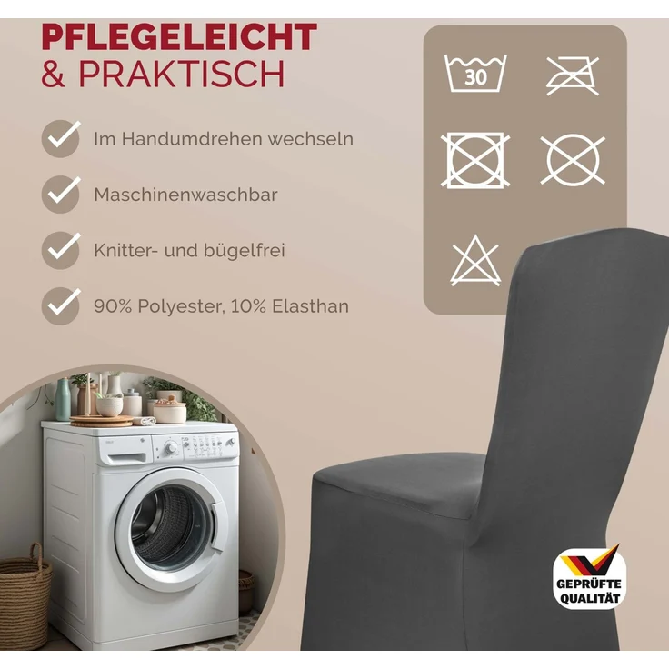 DETEX® 10er Set Stuhlhussen Stuhlbezug Stretch Grau Hochzeit – Bild 5