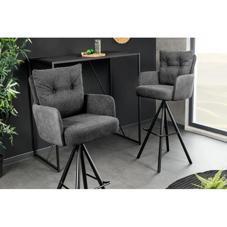 riess-ambiente Barhocker BIG GEORGE anthrazit / schwarz · Samt · Flachgewebe (Einzelartikel, 1 St), Tresenstuhl · Esszimmer · 360° drehbar · mit Armlehne · Federkern – Bild 2
