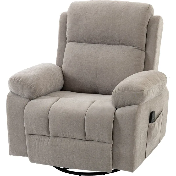 Wohnora-Relaxsessel Fernsehsessel 360° Drehbarer Massagesessel mit Wärme, Massage, Chenille-Optik, Beige,H 1040cm x T 970cm x B 970cm
