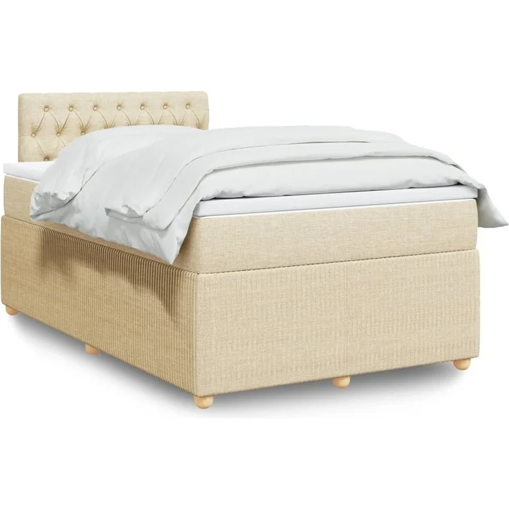 vidaXL Boxspringbett mit Matratze Creme 120x190 cm Stoff 3287407 – Bild 1