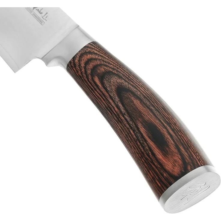 Wakoli Asiamesser Edib Tanto Damast Küchenmesser Kochmesser 20 cm Klinge Pakkaholzgriff, aus 67 Lagen Damaststahl, VG-10 Stahlkern – Bild 10