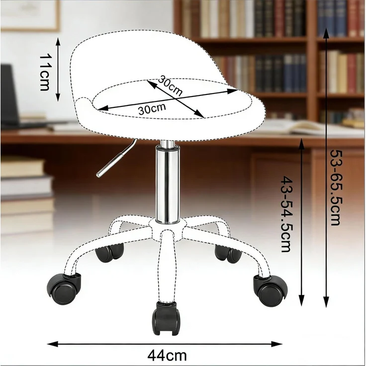 Bürohocker 30x30 cm aus schwarzem Samt, höhenverstellbar und 360° drehbar – Bild 4