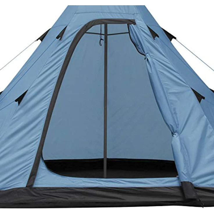 your GEAR Zelt Lido - Tipi-Zelt für 3 oder 4 Personen, Campingzelt mit eingenähtem Boden, Insektenschutz und Stehhöhe, Pyramidenzelt mit UV 50+ Sonnenschutz, Festivalzelt mit 5000 mm Wassersäule, Blau & Grau – Bild 4