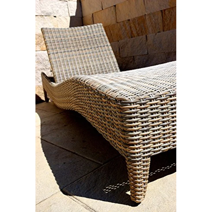 Ragnarök Möbel-Design Gartenliege Sonnenliegen Set, 3-teilig, Kopfteil in 5 Stufen verstellbar, Auflagen ca. 16 cm dick – Bild 4