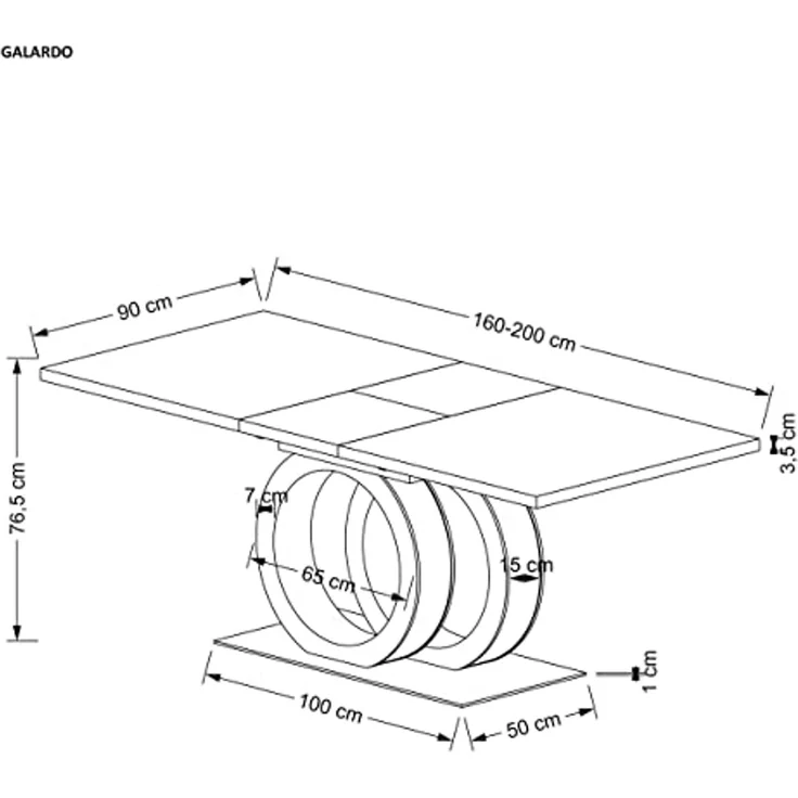 designimpex Esstisch Design HAG-777 Weiß Hochglanz - Gold ausziehbar 160 - 200 cm – Bild 4