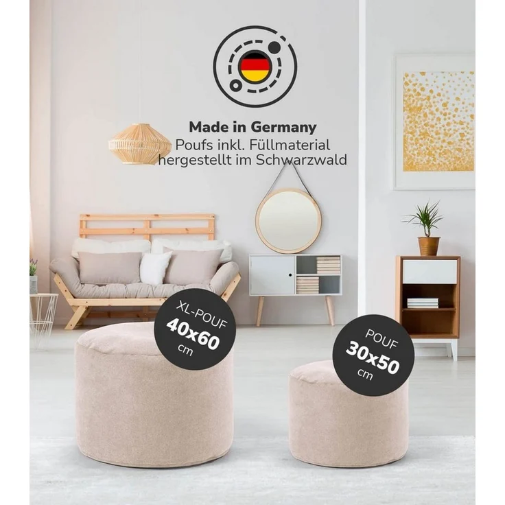 mokebo Pouf Der Ruhepouf (aus Webstoff), Sitzhocker, Bodenkissen, Fußhocker, Hocker, Sitzkissen in Beige – Bild 2