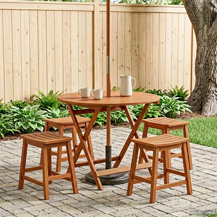 vidaXL Klappbarer Gartentisch Braun Ø 90 x 75 cm 42032421 – Bild 1
