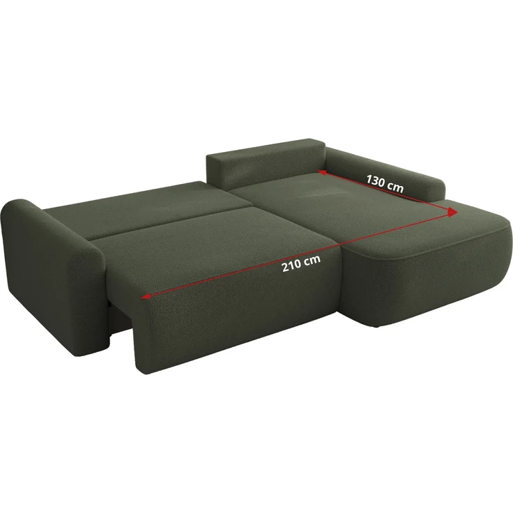 Ecksofa, L-förmiges, lose Kissen, DL-Schlaffunktion, (H 100 x T 187 x B 273 cm) - CUBO L - Boucle Grün - rechte Seite – Bild 7
