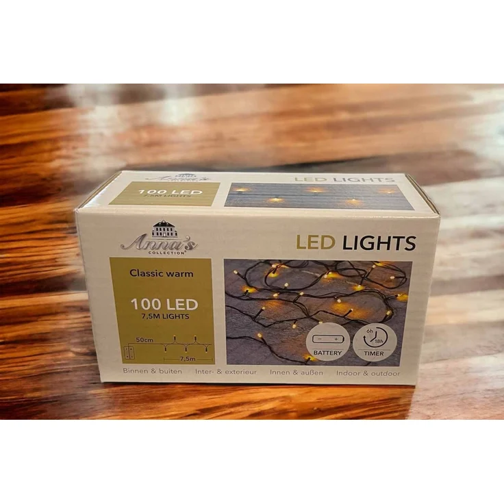 Coen Bakker Deco BV LED-Lichterkette Led Lights, Batterie außen 100 LED Classic warm 7,45m 6/18h Timer – Bild 3