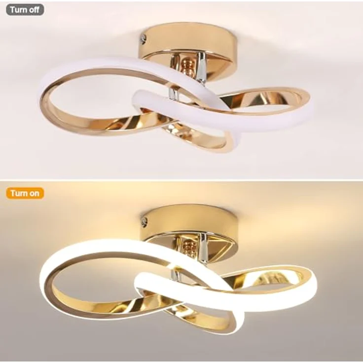 Comely LED Deckenleuchte, 22W 2500LM Blumenformig LED Deckenlampe, Moderne Deckenleuchte für Wohnzimmer, Küche, Schlafzimmer, Flur, Natürliches Licht 4500K, Gold – Bild 6