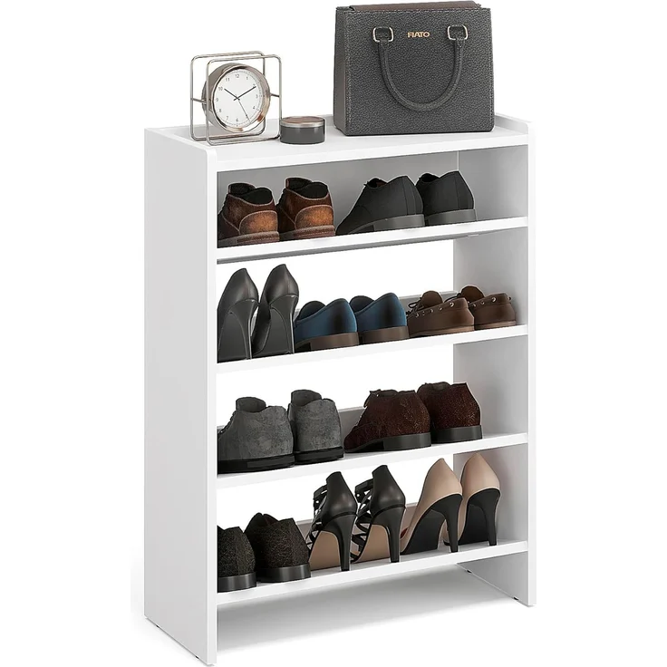 KOMTO Schuhregal Elexis 4 Schmal - Schuhablage Flur mit 4 Ebenen Offener Schuhschrank, Schuhschrank Schuh Organizer Platzsparend, 60 x 25 x 80 cm – Bild 1