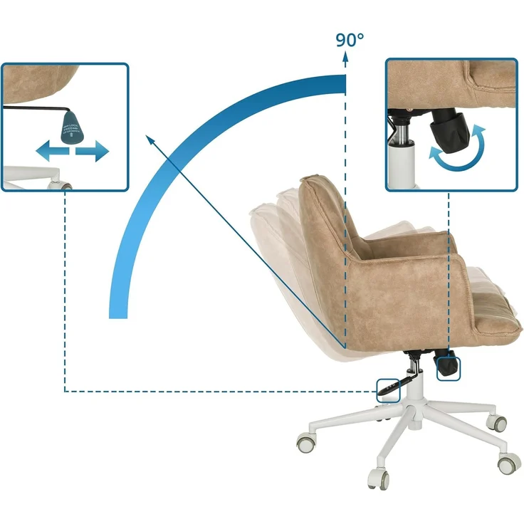 hjh LIVING Homeoffice Stuhl gepolstert SOLAO Life W Schreibtischstuhl Drehstuhl höhenverstellbar, Stoffbezug Beige – Bild 4