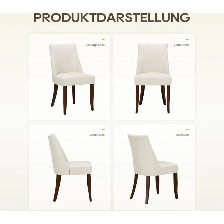 COLAMY Esszimmerstühle 2er Set, Küchenstuhl Polsterstuhl Stühle mit Rückenlehne, Moderne Stoff Dining Chairs mit Holzbeinen für Esszimmer, Küche, Restaurant mit Holzbeinen, Beige – Bild 8