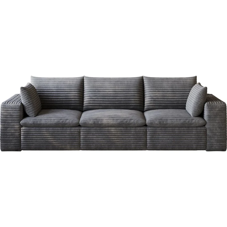 DESVIAE Sofa modular 260x60x90 cm aus Stoff in Dunkelgrau mit Schaumstoffpolsterung – Bild 6