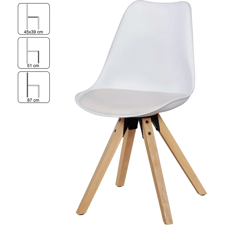 Wohnling 2er-Set Esszimmerstühle Skandinavische Stühle mit Holzbeinen weiß – Bild 8