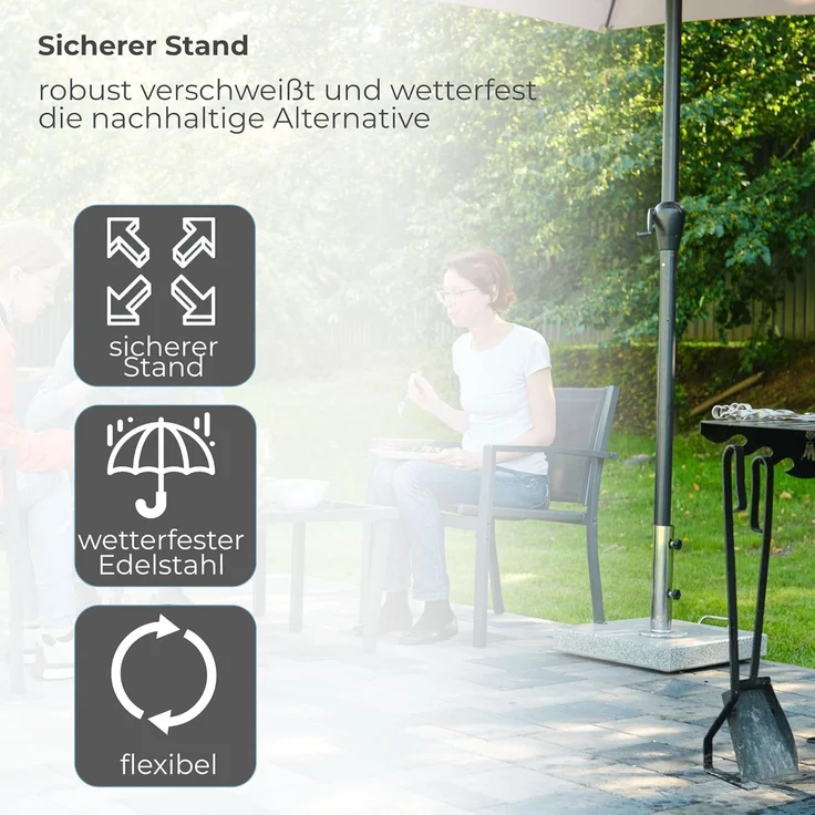 osoltus Edelstahl Universal Standrohr zu Granit Schirmständer 30/40kg – Bild 6