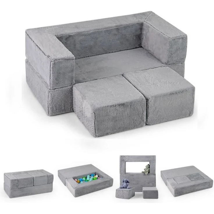 COSTWAY Kindersofa, Modulares Spielsofa für 2 Kinder, 100 x 52 x 42 cm – Bild 4