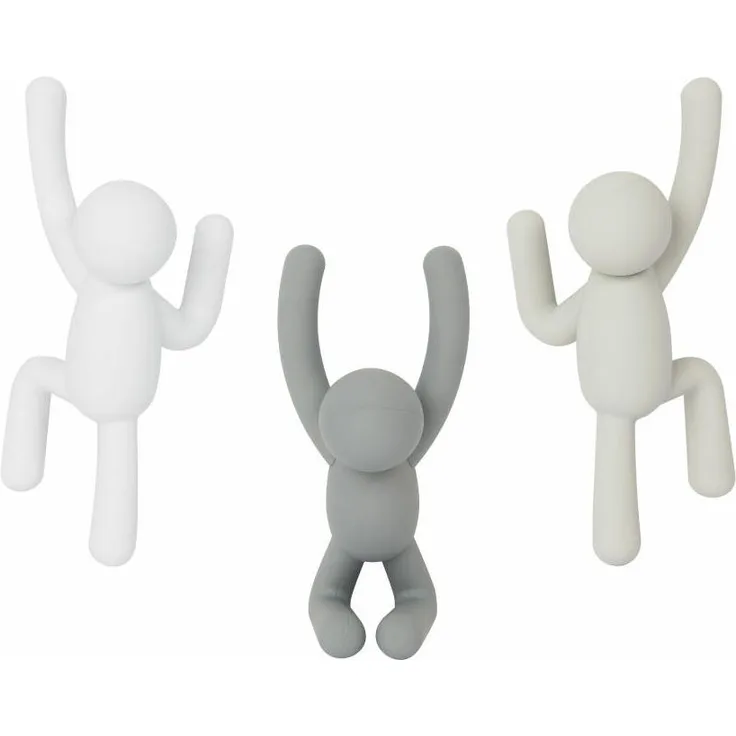 Umbra BUDDY Wandhaken, Kleiderhaken, Gaderobe, Haken, Wohnen, Flur, Wohnaccessoire, Abs, 3er Set, Mehrfarbig, 318165-023