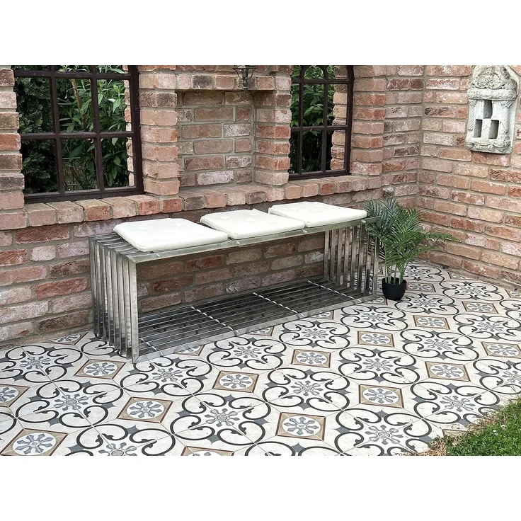 DanDiBo Gartenbank Edelstahl Metall Wetterfest Massiv 150 cm Sitzbank Bank Garten 96429 Parkbank Lamellenbank – Bild 6