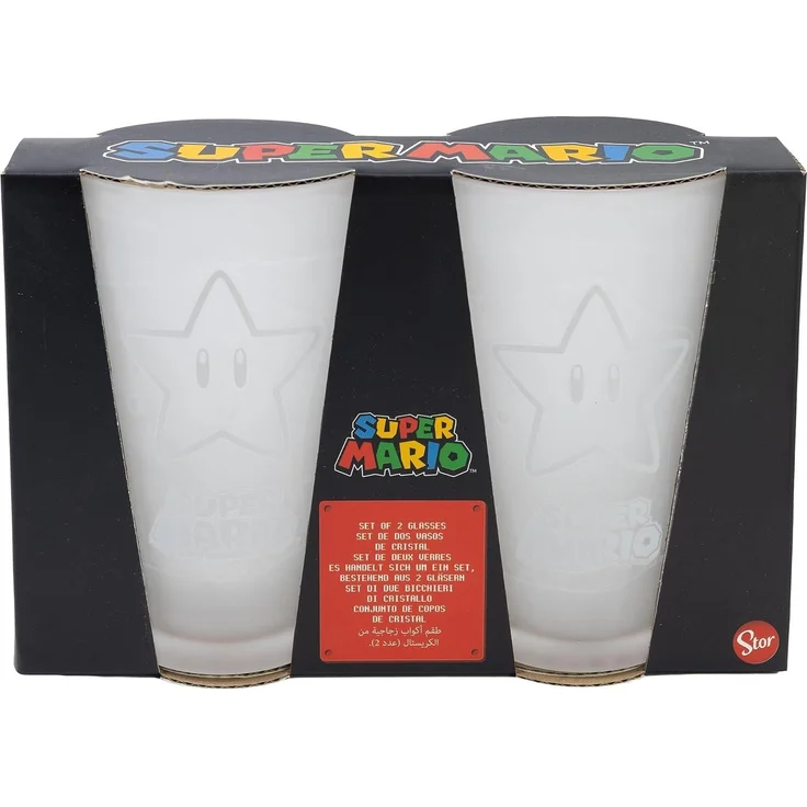 Trinkgläser 2er-Set im Geschenkkarton 480 ml Gläser verschiedene Motive Super Mario