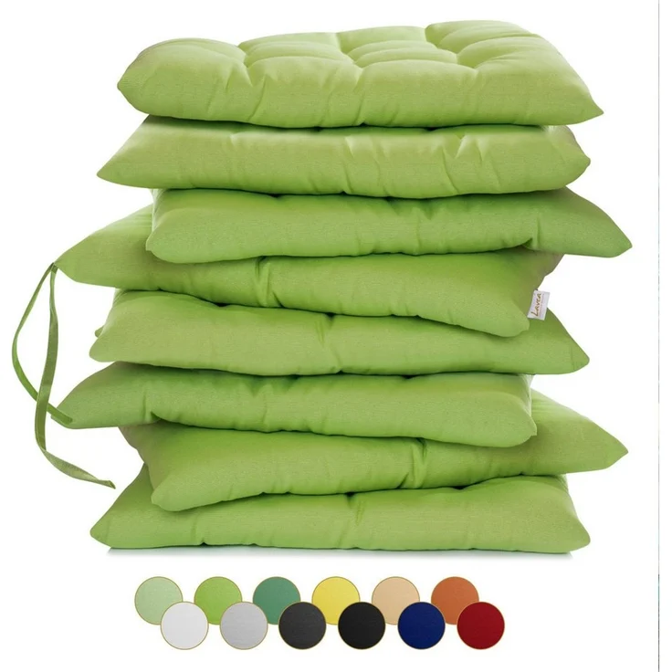 Lavea Stuhlkissen MONACO - weich gepolsterten Sitzkissen Set (4er & 8er), 40x40x3 cm, mit Stoffbändern, Indoor & Outdoor, für Garten & Balkon – Bild 1