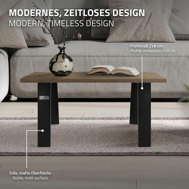 ML-DESIGN Tischbein Tischgestell Loft 2er Set aus Stahl Industriedesign U-Form, Tischkufen 44x42 cm Schwarz Profil 8x2cm Möbelfüße