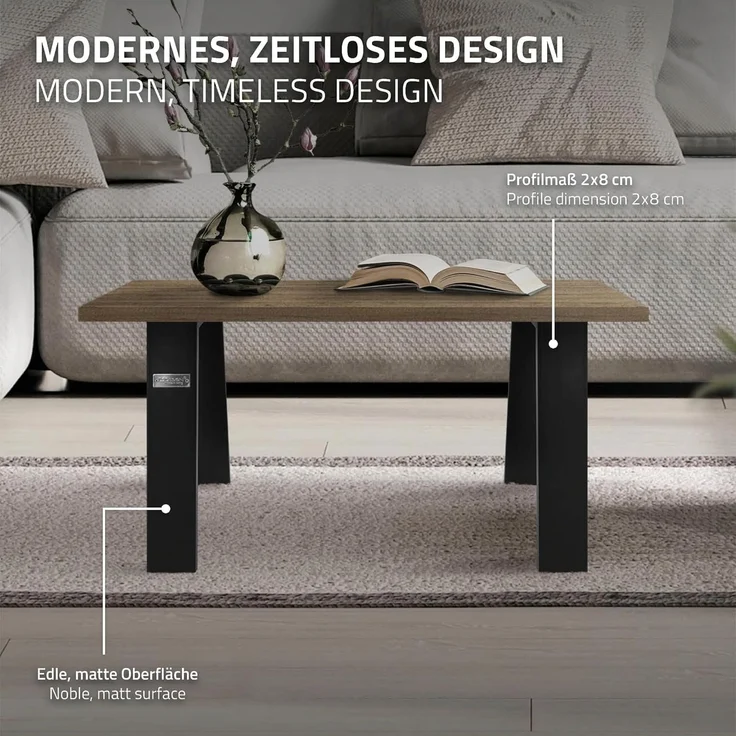 ML-DESIGN Tischbein Tischgestell Loft 2er Set aus Stahl Industriedesign U-Form, Tischkufen 44x42 cm Schwarz Profil 8x2cm Möbelfüße – Bild 1