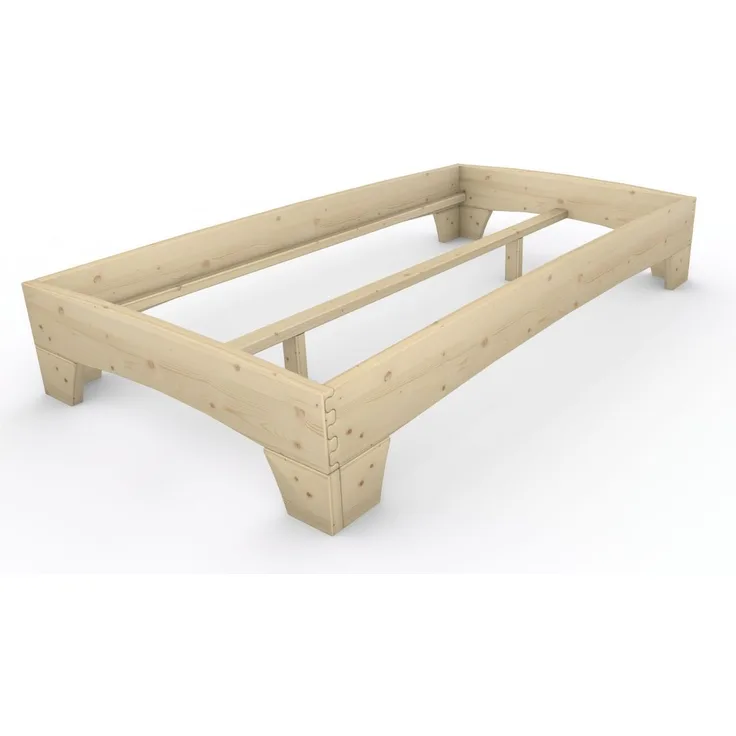 Holzbett (Fichte) "Rosi" 120 x 220 cm 38 cm ohne Kopfteil Massivholzbett Bett