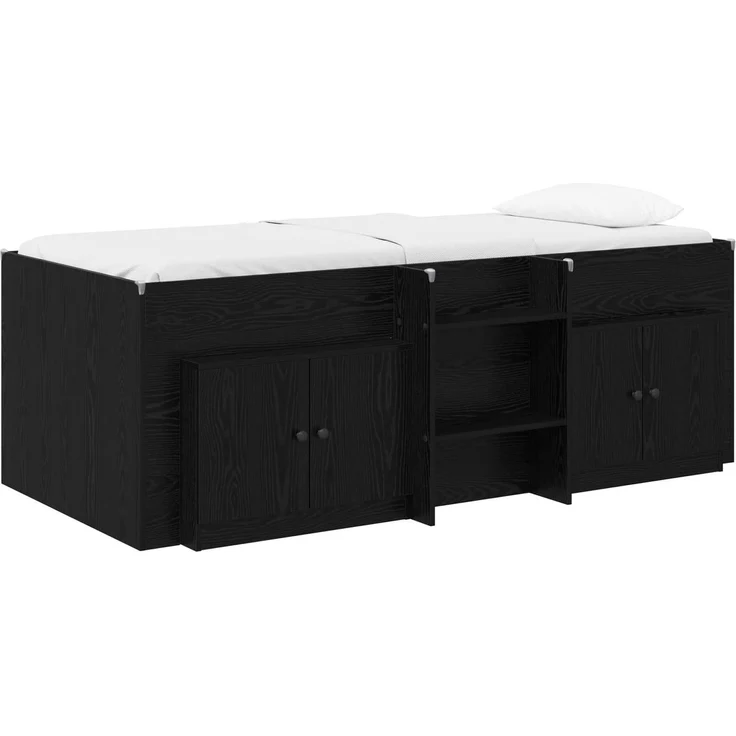 vidaXL Loft Bettgestell mit Schrank 3 stk. Schwarz Holzwerkstoff 3423375 – Bild 2
