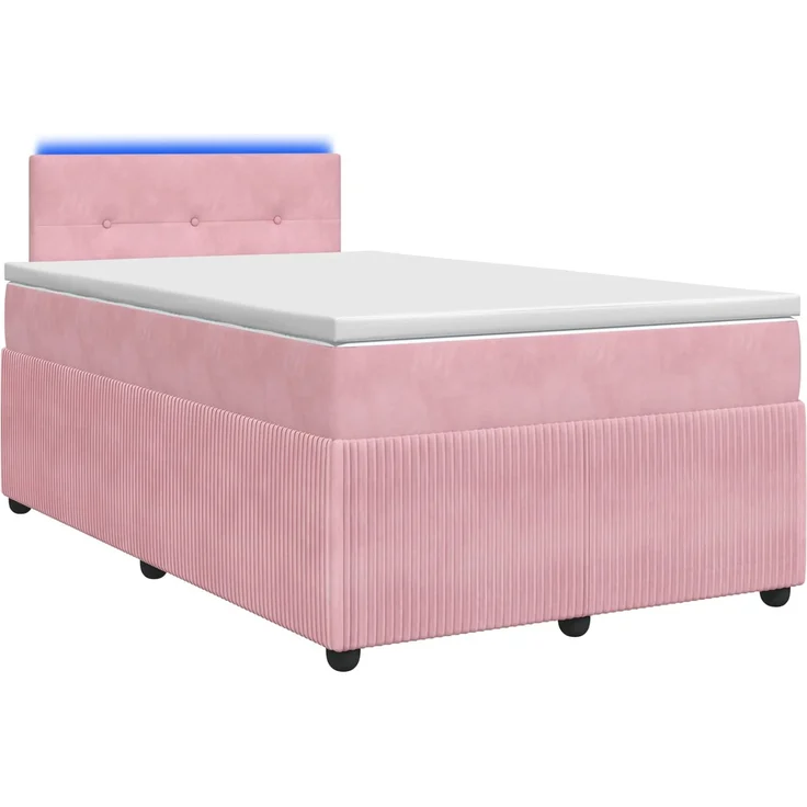 vidaXL Boxspringbett mit Matratze mit Kopfteil Rosa 120 x 200 cm Samt 3453124 – Bild 2