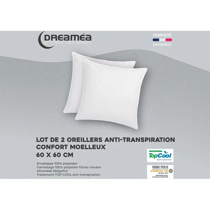 DREAMEA - HAELIA Kopfkissen Stoff Weiß - B 60 cm x H 15 cm x L 60 cm – Bild 3