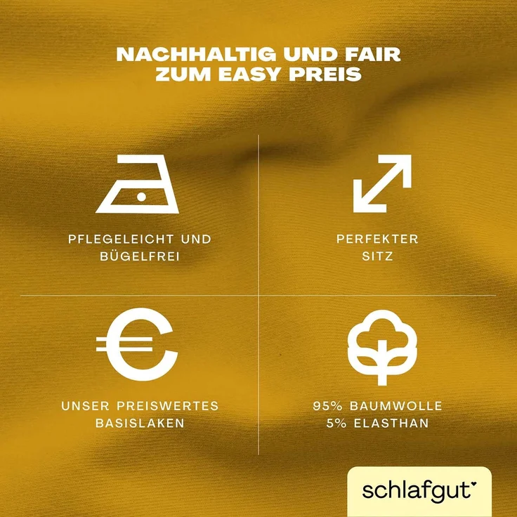 Schlafgut 'Easy' Spannbettlaken, MADE IN GREEN by OEKO-TEX®, Gummizug: rundum, Jersey Elasthan, Yellow Deep, S 90x190cm - 100x220cm – Bild 2