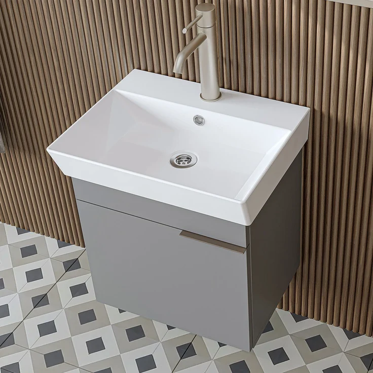 Skye Decor '2927' Badmöbel-Set mit Waschbecken & Spiegel (2-teilig), Esche, 50 x 54 x 38,6 cm – Bild 5
