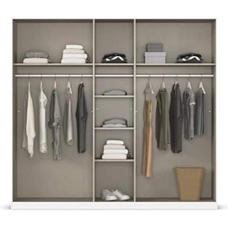 Rauch Möbel Alabama, Kleiderschrank für Schlafzimmer, Kinderzimmer, Wohnzimmer, Garderobe, Flur, 5-türig, Spiegel, mit Zubehör Classic, Farbe Beige, Breite 226 cm – Bild 6