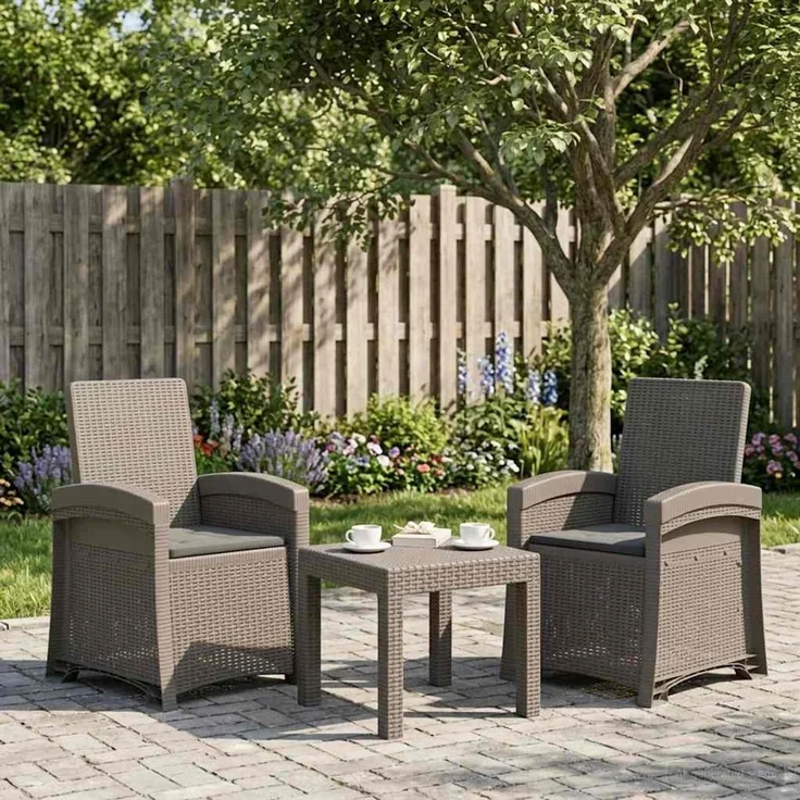 vidaXL Liegesessel Garten Rattan-Optik 2 Stk. Hellgrau und Anthrazit 8012029 – Bild 1